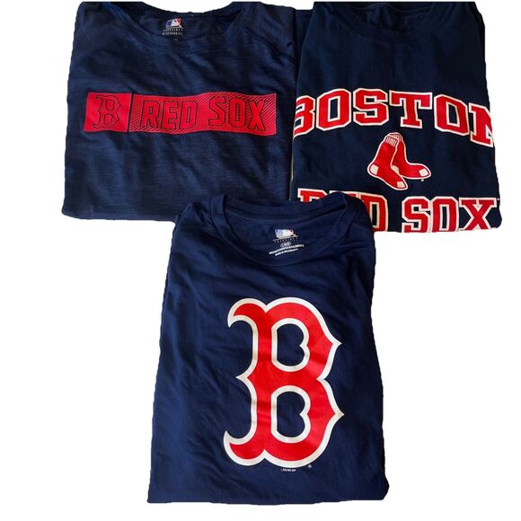 Boston Red Sox Men's T-Shirt Bundle Medium/Large Navy 3 Shortsleeve MLB Baseball - Picture 1 of 16